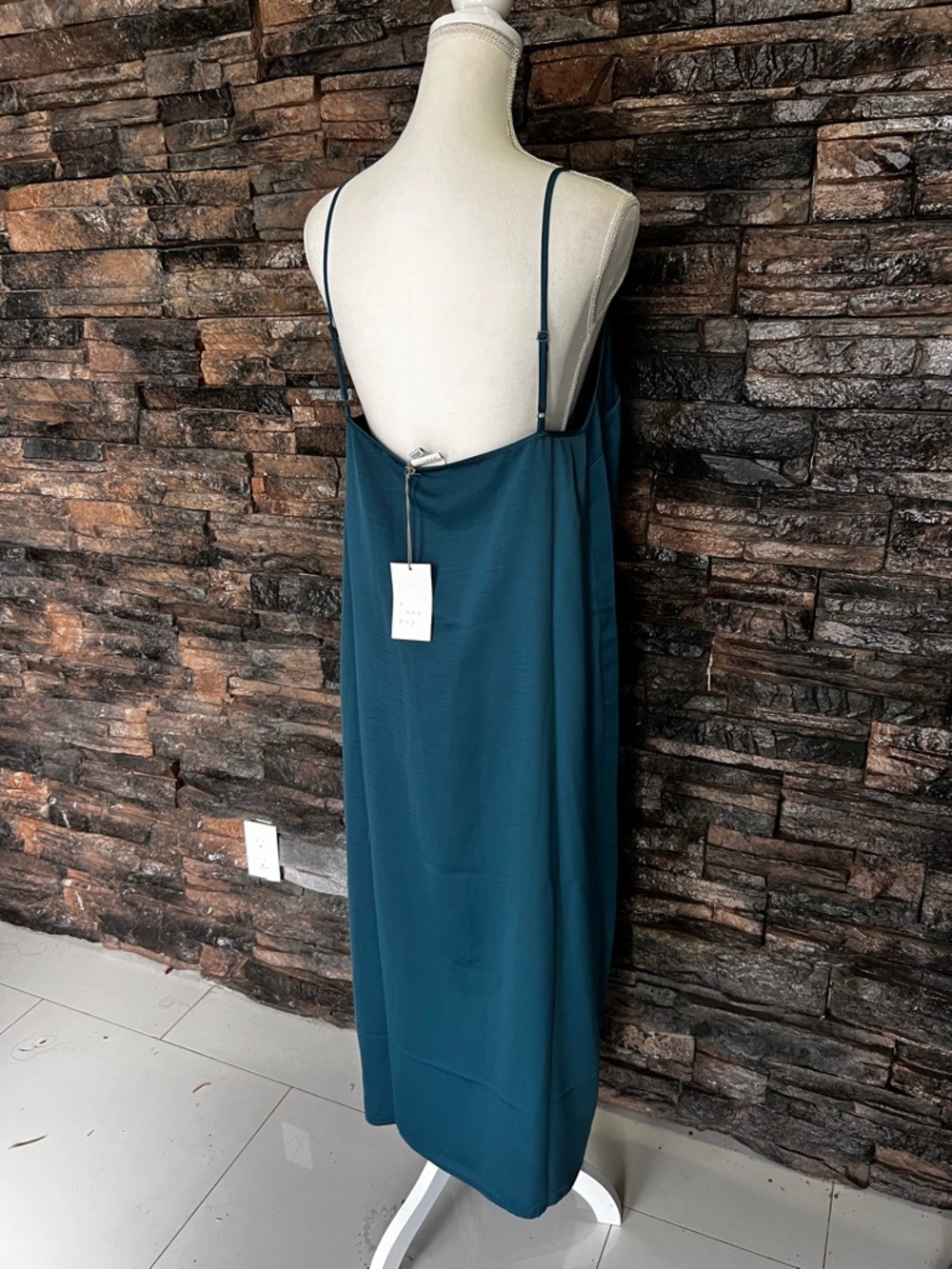 A NEW DAY Teal Slip Maxi Dress with Spaghetti Straps - Picture 3 of 13